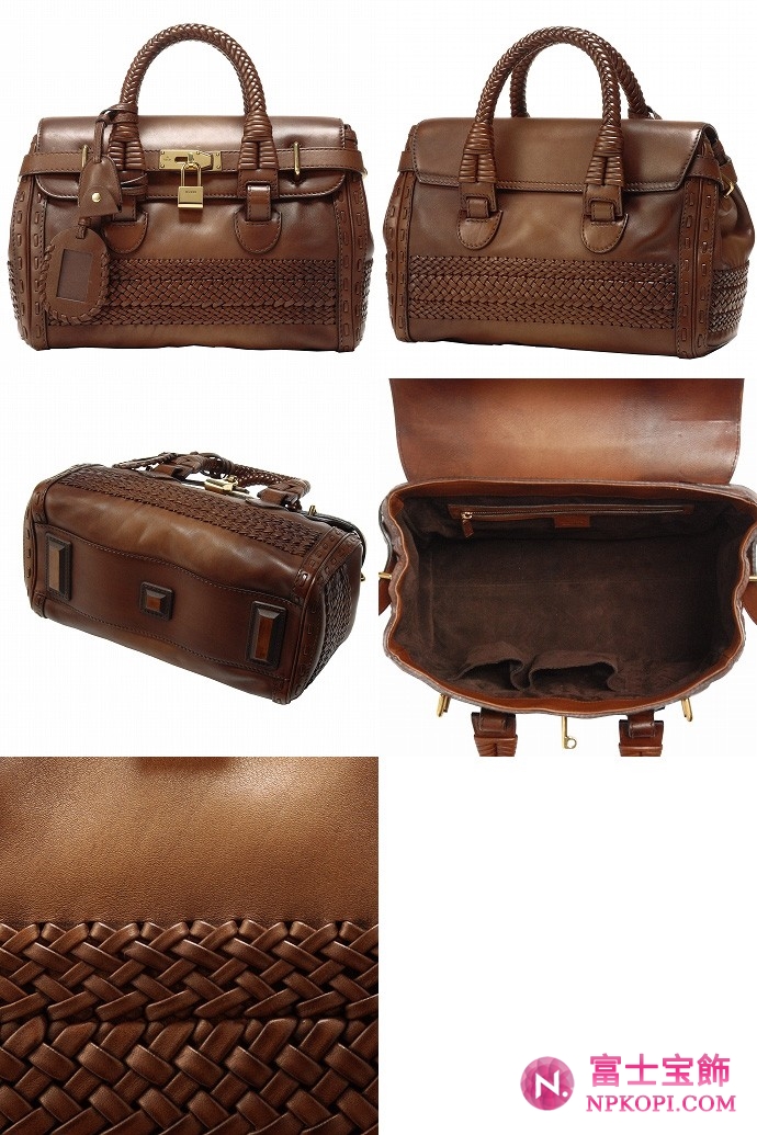 GUCCI/グッチ HANDMADEウーブンウェブディテールミディアムハンドバッグ 263945 ANG6A 2035 